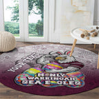 Personalized Manly Warringah Sea Eagles Round Carpet Easter Mascot - Colorful Eggs Cartoon Style