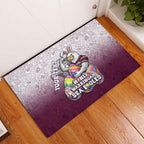 Personalized Manly Warringah Sea Eagles Rubber Doormat Easter Mascot - Colorful Eggs Cartoon Style