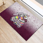 Personalized Manly Warringah Sea Eagles Rubber Doormat Easter Mascot - Colorful Eggs Cartoon Style