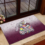 Personalized Manly Warringah Sea Eagles Rubber Doormat Easter Mascot - Colorful Eggs Cartoon Style