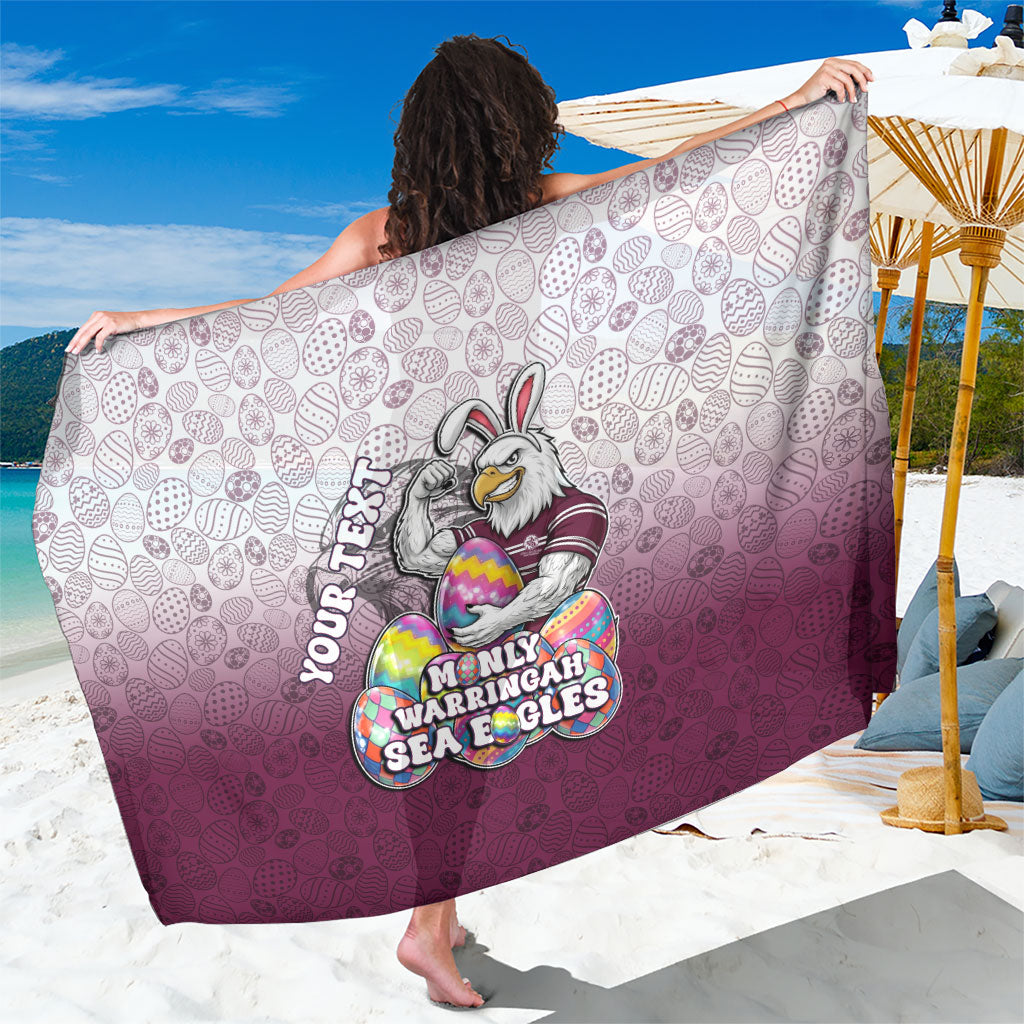 Personalized Manly Warringah Sea Eagles Sarong Easter Mascot - Colorful Eggs Cartoon Style