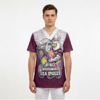 Personalized Manly Warringah Sea Eagles Scrub Top Easter Mascot - Colorful Eggs Cartoon Style