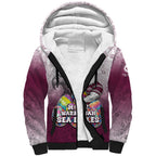 Personalized Manly Warringah Sea Eagles Sherpa Hoodie Easter Mascot - Colorful Eggs Cartoon Style