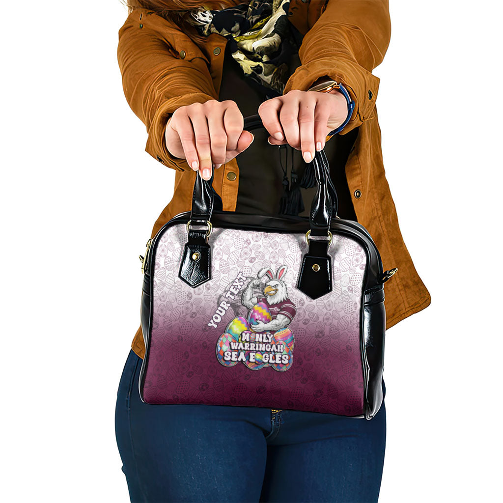 Personalized Manly Warringah Sea Eagles Shoulder Handbag Easter Mascot - Colorful Eggs Cartoon Style