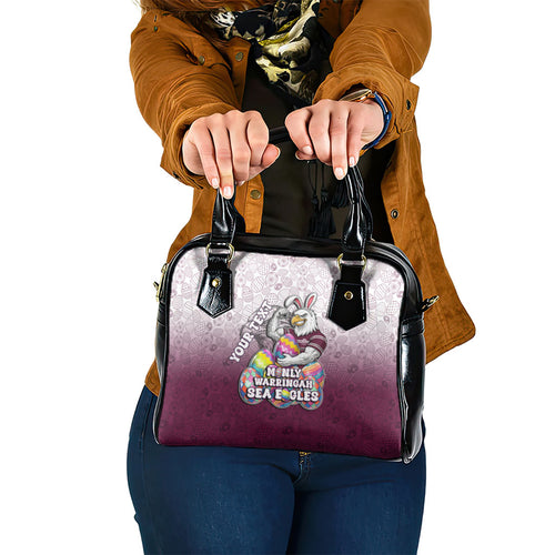 Personalized Manly Warringah Sea Eagles Shoulder Handbag Easter Mascot - Colorful Eggs Cartoon Style