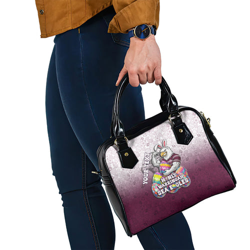 Personalized Manly Warringah Sea Eagles Shoulder Handbag Easter Mascot - Colorful Eggs Cartoon Style
