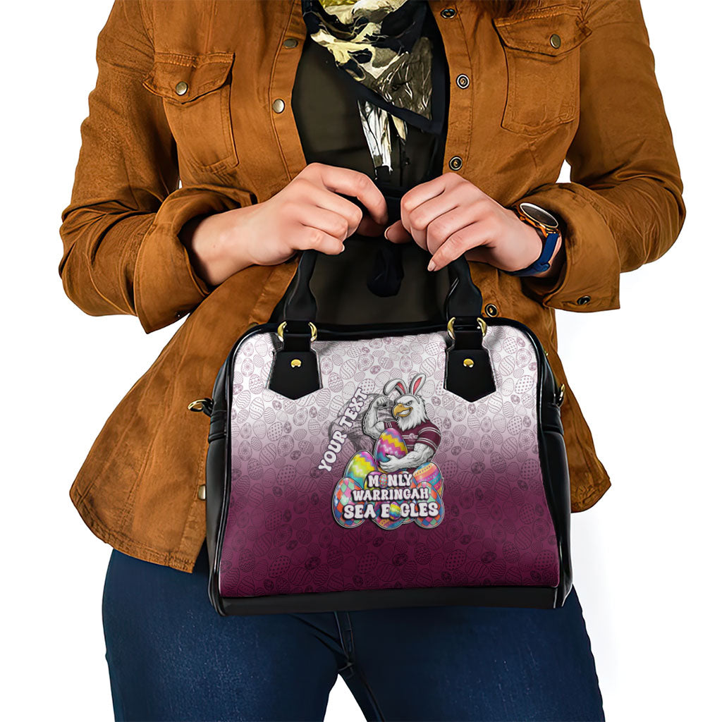 Personalized Manly Warringah Sea Eagles Shoulder Handbag Easter Mascot - Colorful Eggs Cartoon Style