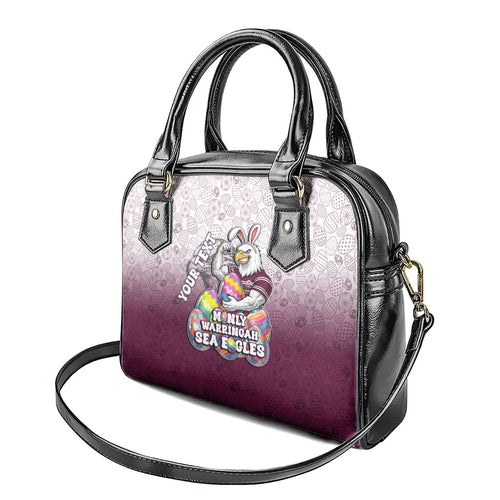 Personalized Manly Warringah Sea Eagles Shoulder Handbag Easter Mascot - Colorful Eggs Cartoon Style