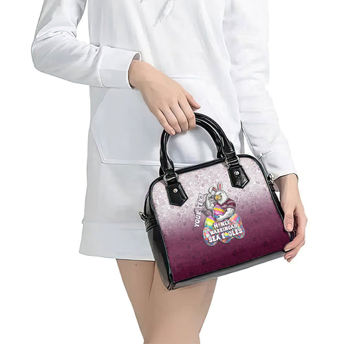 Personalized Manly Warringah Sea Eagles Shoulder Handbag Easter Mascot - Colorful Eggs Cartoon Style