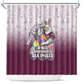 Personalized Manly Warringah Sea Eagles Shower Curtain Easter Mascot - Colorful Eggs Cartoon Style