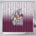 Personalized Manly Warringah Sea Eagles Shower Curtain Easter Mascot - Colorful Eggs Cartoon Style