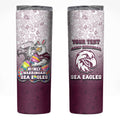 Personalized Manly Warringah Sea Eagles Skinny Tumbler Easter Mascot - Colorful Eggs Cartoon Style