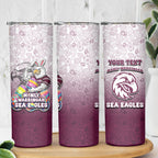Personalized Manly Warringah Sea Eagles Skinny Tumbler Easter Mascot - Colorful Eggs Cartoon Style