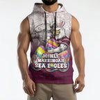 Personalized Manly Warringah Sea Eagles Sleeveless Hoodie Easter Mascot - Colorful Eggs Cartoon Style