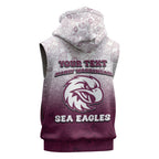 Personalized Manly Warringah Sea Eagles Sleeveless Zip Hoodie Easter Mascot - Colorful Eggs Cartoon Style