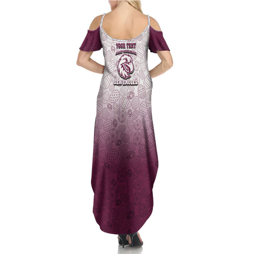 Personalized Manly Warringah Sea Eagles Summer Maxi Dress Easter Mascot - Colorful Eggs Cartoon Style
