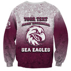 Personalized Manly Warringah Sea Eagles Sweatshirt Easter Mascot - Colorful Eggs Cartoon Style