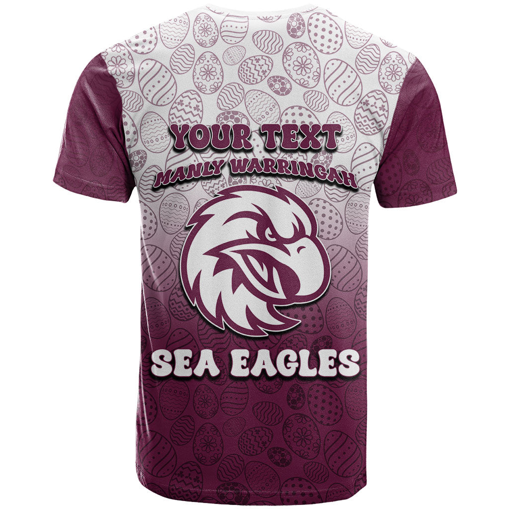 Personalized Manly Warringah Sea Eagles T Shirt Easter Mascot - Colorful Eggs Cartoon Style