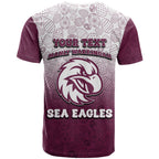 Personalized Manly Warringah Sea Eagles T Shirt Easter Mascot - Colorful Eggs Cartoon Style