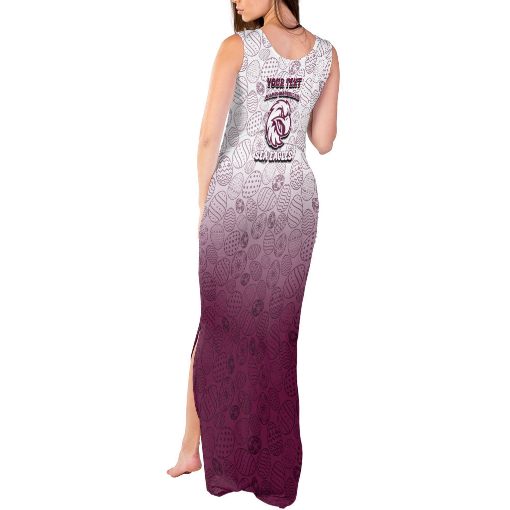 Personalized Manly Warringah Sea Eagles Tank Maxi Dress Easter Mascot - Colorful Eggs Cartoon Style