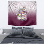 Personalized Manly Warringah Sea Eagles Tapestry Easter Mascot - Colorful Eggs Cartoon Style
