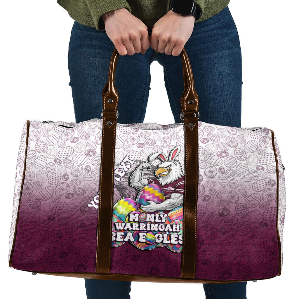 Personalized Manly Warringah Sea Eagles Travel Bag Easter Mascot - Colorful Eggs Cartoon Style