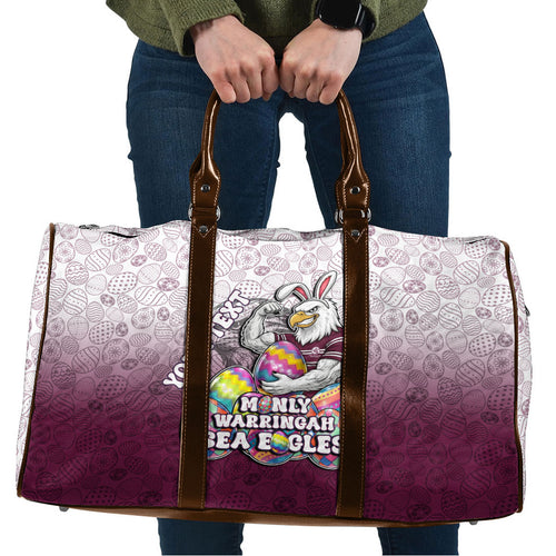 Personalized Manly Warringah Sea Eagles Travel Bag Easter Mascot - Colorful Eggs Cartoon Style