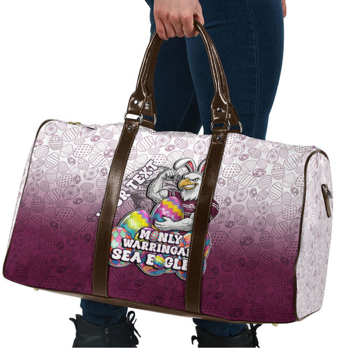 Personalized Manly Warringah Sea Eagles Travel Bag Easter Mascot - Colorful Eggs Cartoon Style