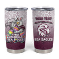 Personalized Manly Warringah Sea Eagles Tumbler Cup Easter Mascot - Colorful Eggs Cartoon Style