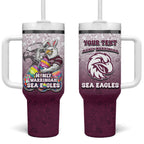 Personalized Manly Warringah Sea Eagles Tumbler With Handle Easter Mascot - Colorful Eggs Cartoon Style
