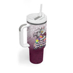 Personalized Manly Warringah Sea Eagles Tumbler With Handle Easter Mascot - Colorful Eggs Cartoon Style