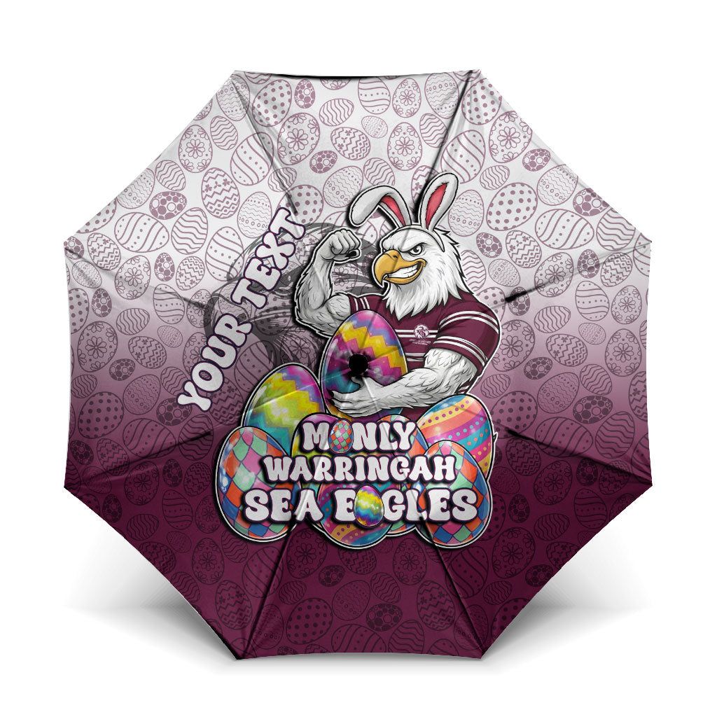 Personalized Manly Warringah Sea Eagles Umbrella Easter Mascot - Colorful Eggs Cartoon Style