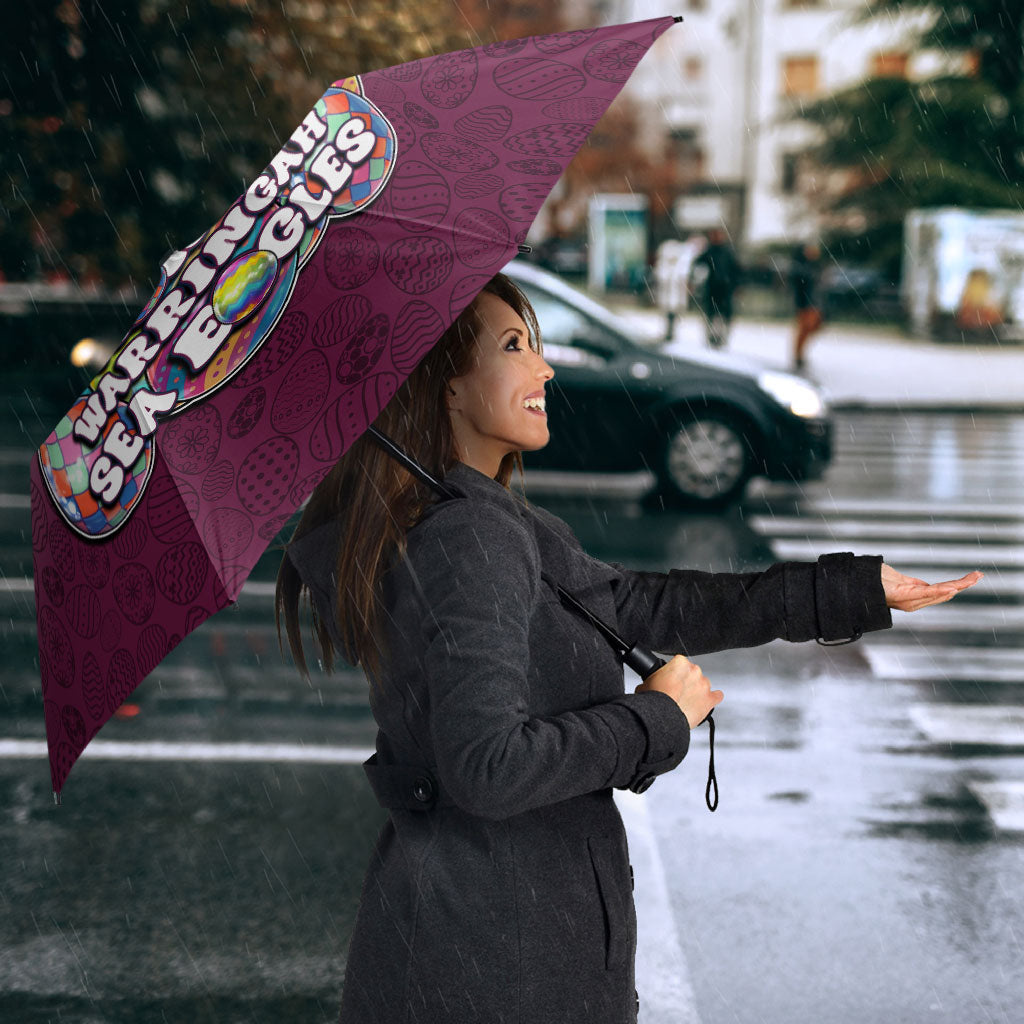 Personalized Manly Warringah Sea Eagles Umbrella Easter Mascot - Colorful Eggs Cartoon Style