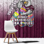 Personalized Manly Warringah Sea Eagles Window Curtain Easter Mascot - Colorful Eggs Cartoon Style