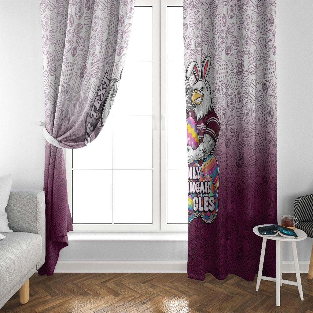Personalized Manly Warringah Sea Eagles Window Curtain Easter Mascot - Colorful Eggs Cartoon Style