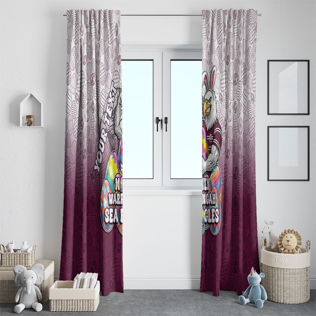 Personalized Manly Warringah Sea Eagles Window Curtain Easter Mascot - Colorful Eggs Cartoon Style