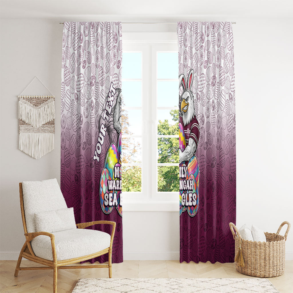 Personalized Manly Warringah Sea Eagles Window Curtain Easter Mascot - Colorful Eggs Cartoon Style