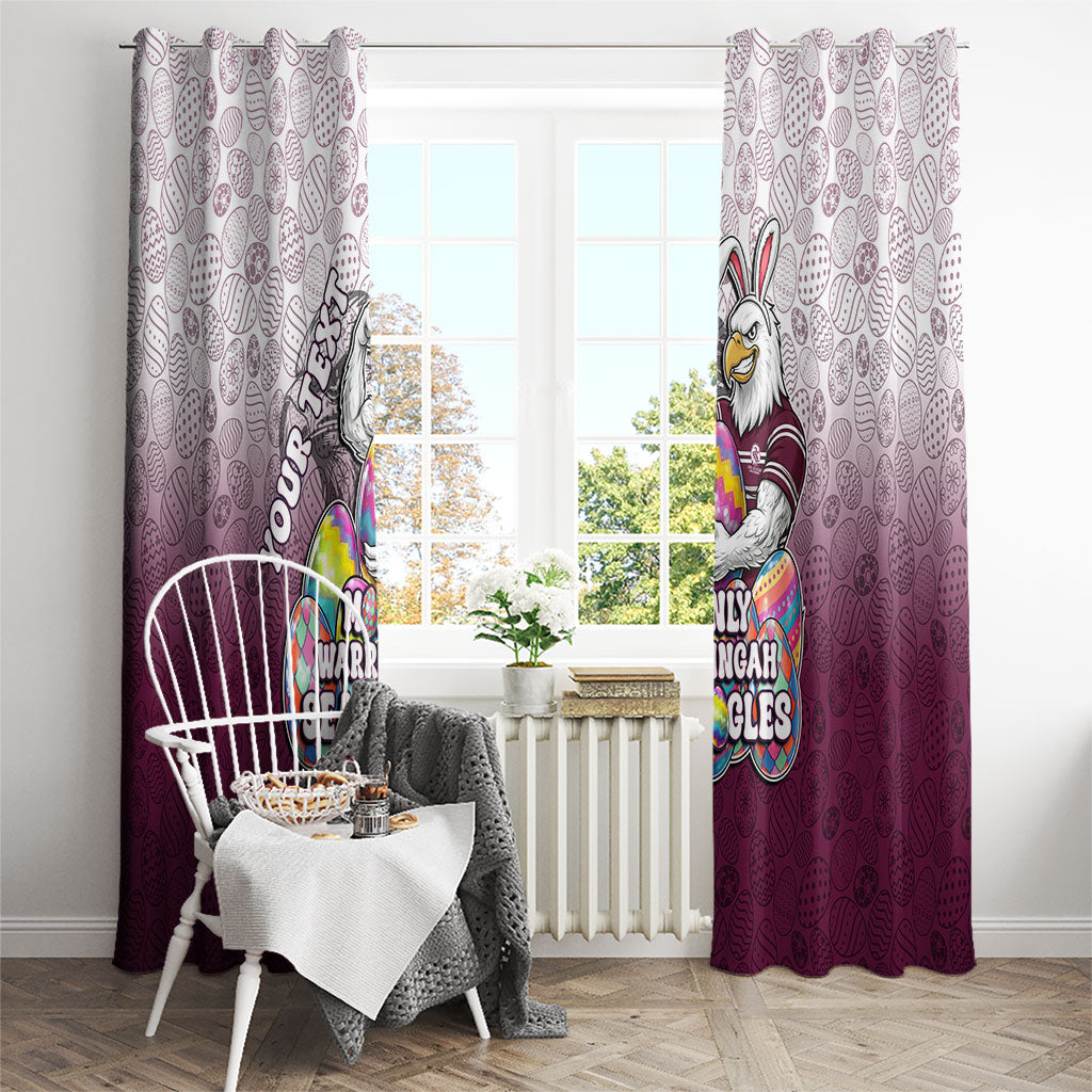 Personalized Manly Warringah Sea Eagles Window Curtain Easter Mascot - Colorful Eggs Cartoon Style