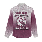 Personalized Manly Warringah Sea Eagles Women Casual Shirt Easter Mascot - Colorful Eggs Cartoon Style