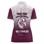 Personalized Manly Warringah Sea Eagles Women Polo Shirt Easter Mascot - Colorful Eggs Cartoon Style