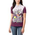 Personalized Manly Warringah Sea Eagles Women Polo Shirt Easter Mascot - Colorful Eggs Cartoon Style