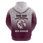 Personalized Manly Warringah Sea Eagles Zip Hoodie Easter Mascot - Colorful Eggs Cartoon Style