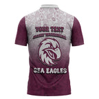 Personalized Manly Warringah Sea Eagles Zipper Polo Shirt Easter Mascot - Colorful Eggs Cartoon Style