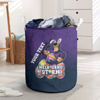 Personalized Melbourne Storm Laundry Basket Easter Mascot - Colorful Eggs Cartoon Style