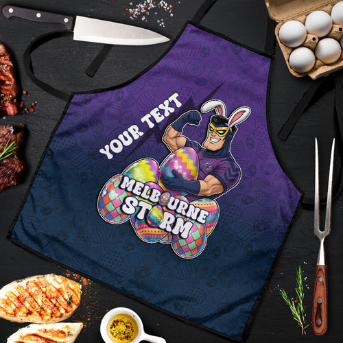 Personalized Melbourne Storm Apron Easter Mascot - Colorful Eggs Cartoon Style