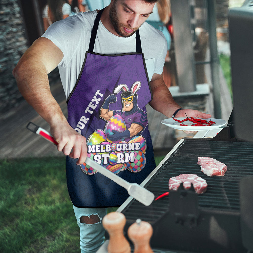 Personalized Melbourne Storm Apron Easter Mascot - Colorful Eggs Cartoon Style