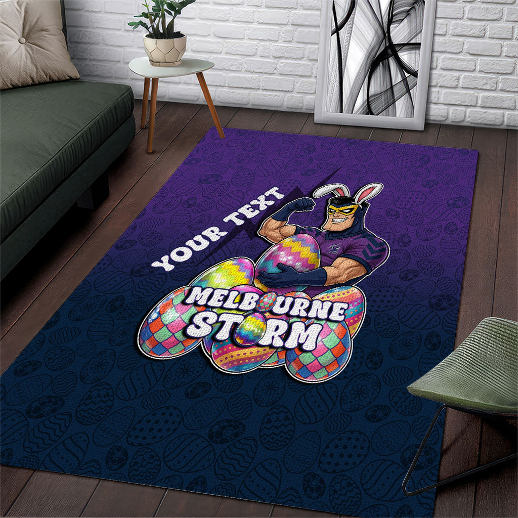 Personalized Melbourne Storm Area Rug Easter Mascot - Colorful Eggs Cartoon Style
