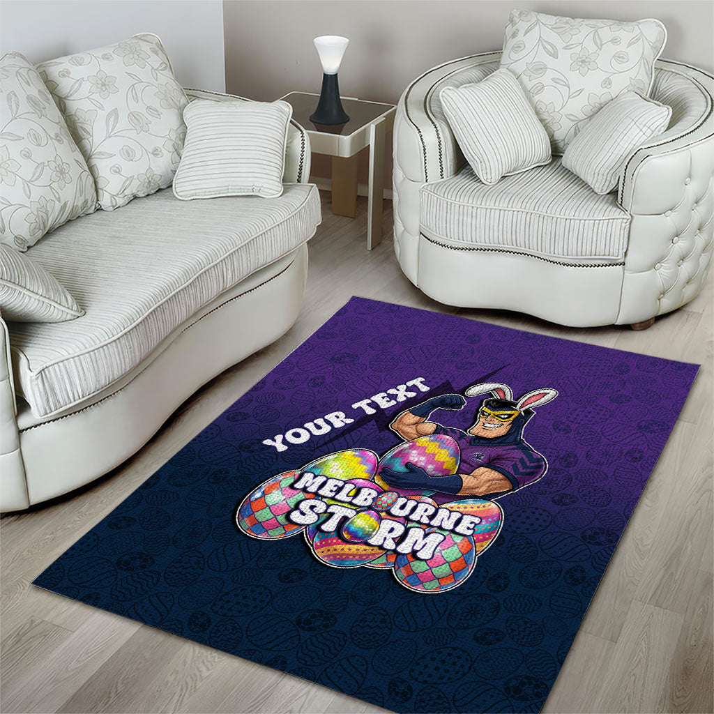 Personalized Melbourne Storm Area Rug Easter Mascot - Colorful Eggs Cartoon Style