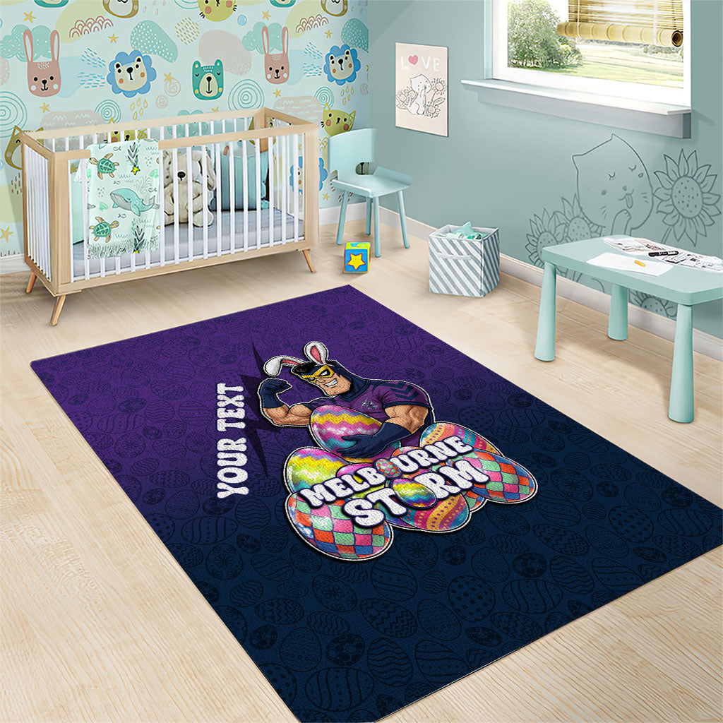 Personalized Melbourne Storm Area Rug Easter Mascot - Colorful Eggs Cartoon Style