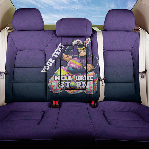 Personalized Melbourne Storm Back Car Seat Cover Easter Mascot - Colorful Eggs Cartoon Style